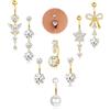 Milacolato 8 Pcs Piercing Ombelico Acciaio Chirurgico Piercing Ombelico Pendente Oro Argento Rosa Blu CZ Cuore 14G Lungo Barbell Ventre Piercing Ombelico Anello Gioielli Donna 10mm-B