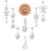 Milacolato 8 Pcs Piercing Ombelico Acciaio Chirurgico Piercing Ombelico Pendente Oro Argento Rosa Blu CZ Cuore 14G Lungo Barbell Ventre Piercing Ombelico Anello Gioielli Donna 10mm-A