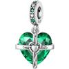 LNQOBU 925 Argento Sterling Birthstone Charms per Braccialetti, Croce con cristalli Incastonati Ciondolo con pietra Natale, Regali di Compleanno per Donne