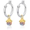 KINGWHYTE Orecchini a cerchio da donna con pietra di luna in argento 925, fiori d'oro con pietre arcobaleno, ciondolo rimovibile, tre in uno, possono essere semplici orecchini, Argento sterling,