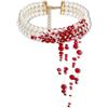 EVER FAITH Collana da donna con perle di cristallo, turchese, gemma, per feste, spose, blu e oro, 37 cm - 46 cm, cristallo