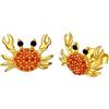 Qings Orecchini a bottone con granchio lucido 925 sterline d'argento Spiaggia del mare d'estate Vintage ispirato all'oceano Placcato oro 18K Regalo di gioielli delicati per donne e ragazze
