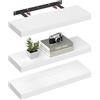 VASAGLE Mensola da Muro, Set di 3 Mensole da Parete, 20 x 60 x 3,8 cm, per Portafoto Decorazioni, Soggiorno Studio Cucina, Bianco Nuvola LWS026WE01-3J