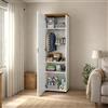 Dmora Armadio Multiuso 1 Anta Tunisi, Mobile Multifunzionale, Mobiletto scarpiera, Guardaroba Porta Scarpe, Made in Italy, 60x40h190 cm, Bianco Lucido e Rovere