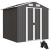 Outsunny Casetta da Giardino 2.8m² in Acciaio Zincato con Prese d'Aria, Capanno da Giardino Porta Attrezzi con 2 Porte Bloccabili Scorrevoli, Tetto Inclinato, 195.5x158.5x188 cm, Nero