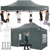 COBIZI Gazebo 3x4,5,Esterno Resistente con 4 Parete Laterale,Esterno Pieghevole Impermeabile Gazebos da Giardino,Tendone Padiglione Pop Up per Feste Campeggio (3 per 4,5m Grigio)