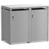 Metzler box pattumiere design alluminio grigio RAL9007 2x240L, acciaio verniciato a polvere, chiudibile