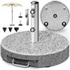 tillvex® Base per Ombrellone da Giardino in Granito, Rotonda - 27 kg, con Tubo in Acciaio Inox, Supporto per ombrellone da Balcone da 16 a 48 mm e 300 cm di Diametro + Maniglia per Il Trasporto