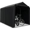SOARS Capanno da Giardino 218 X 160 X 164 CM, Tenda Garage per Bici Moto Attrezzi, con Copertura en PE Impermeabile, Porta con Cerniera, Telaio in Metallo, Picchetti, per Esterno (Grigio Scuro)