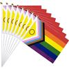 FIGCY 20 Bandiere Intersex Inclusive Pride su Asta, 14 x 21 cm Piccole Bandiere Arcobaleno Manuali, Mini Banner Progress per Pride Month Sfilate Festival e Feste
