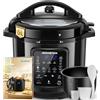 Aigostar Pentola a Pressione Elettrica 6L 1000W, 18 Programmi Automatici, 3 Livelli di Pressione Regolabili, 24H Timer, Funzione Mantieni Caldo, Display LED, Interno Antiaderente, Nero