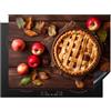 KitchenYeah© Coperchio Piano Cottura 71x52 cm Cucina Copri Fornelli Tappetino Induzione Antiscivolo Piastra Protezione Torta di mele - Foglie - Autunno - Mele - Natura morta - Stampa su legno
