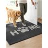 WELLTURN 60×90cm Tappeto Ingresso Interno Antiscivolo e Super Assorbente - Paillasson Lavabile in Morbida Microfibra con Base in Gomma, per Cucina, Bagno, Corridoio, Casa e Animali - Grigio Scuro