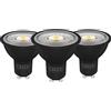 CALEX Faretto LED GU10, Nero, 2700K Luce calda, con sensore giorno/notte, per Interni & Esterni, Confezione da 3