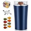 NNBWLMAEE Macina Semi di Lino, Compatto Facile Macina Caffè Elettrico Macinaspezie Elettrico in Acciaio Inox per Semi, Spezie, Pepe, Caffè, Sale, Erbe e Uso Domestico Quotidiano (Blue)