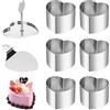 Eulihent 6 Pezzi Coppapasta Forma di Cuore, 3 Pollici Coppa Pasta di Acciaio in Acciaio Inossidabile, con Sollevatore e Pressino, Mini Anelli per Torte Senza Cuciture per Cottura e Dolci