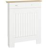 HOMCOM Copri Termosifone a Doghe Antiribaltamento 78x19x97 cm Bianco | Moderno, Cassetto Portaoggetti, Copritermosifone in Legno, Soggiorno Corridoio Ufficio