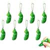GXAHSOL 6 Pezzi Portachiavi Giocattolo Squeeze Bean, Pisello a Scomparsa, Antistress Fidget Toy, Verde, per Adulti, Ciondolo Rilassante per Telefono, Borsa