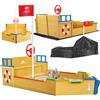 KIDIZ® Sabbiera per bambini Ahoy - nave pirata - barca giocattolo - barca a vela in legno - incl. copertura protettiva, colorato