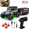 LTFIOON 1:64 Mini RC Crawler con rimorchio, Auto Drift Telecomandata - Fuoristrada 2,4 GHz con Luci LED, 2 Velocità, Adesivi DIY - Macchina Telecomandata da Tavolo per Bambini e Adulti