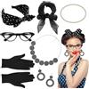 Rosedreamer Rockabilly, accessori da donna anni '50, 9 pezzi, costume da donna, accessori anni '50, set con orecchini, chiffon, sciarpa, occhiali, fascia, guanti, anni '50, abbigliamento da donna per carnevale