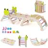 RELAX4LIFE Set da Arrampicata per Bambini, Triangolo di Arrampicata con Scivolo e Arco, Gioco di Incastri in Legno, Gioco Montessori per Bambini 1+ Anni (Rana-3 Pezzi | Colorato)