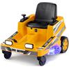 RELAX4LIFE Auto Elettrica Tosaerba a Sedile per Bambini 12V, con Sterzo a 360°, 2 Leve di Controllo e Luci LED, 2,8 km/h, Capacità 35 Kg, 3-8 Anni (GIALLO)