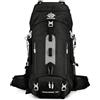 PORRASSO Zaino da Trekking 60L Zaino Impermeabile Zaini con Copertura per la Pioggia Hiking Backpack per Donna Uomo Escursionismo Campeggio Arrampicata Viaggio Nero