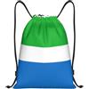 Generic PE Borse con Coulisse Sierra Leone Flag Palestra Borsa da Spiaggia Grande capacità Zaino con Coulisse Impermeabile Polyester Borsa per Scuola Viaggi Sport 36X42Cm