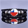 LODMLOER Bracciale in Pelle con Bandiera del Paese del Sud America, Brasile, Argentina, Cile, Bracciale Intrecciato con Bandiera della Colombia Regalo per Gli Amanti del Calcio, Cile