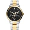 Fossil Neutra orologio per uomo movimento Moonphase multifunzione con bracciale in acciaio o cinturino in pelle, 42 mm, Nero E Tono Argento