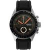 Fossil Orologio Decker da uomo, movimento cronografo al quarzo, cassa in acciaio inossidabile silver da 44 mm con cinturino in silicone, CH2647, Nero e grigio