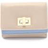 FENDI WAY Portafoglio Compatto Tri-fold 8M0555AWR7F1WVB Pelle Beige Blu NUOVO