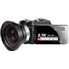 DMETE Videocamere digitali 2.7K Videocamera Videocamera digitale portatile Zoom 16X Videocamera con schermo LCD touch con Regalo per principianti(No SD Card,Camera-Lens)