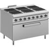 DEXION Cucina professionale elettrica con 6 piastre quadre - Potenza 4 x kW 3 + 2 x kW 4 - Forno elettrico - cm 120 x 90 x 85 h