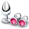 Claglamatree 3 Pezzi Plug Anale Metallo,Giocattoli Anali Argento,Anal Butt Plug con diamante di cristallo, Anal Sesso Giocattoli,Per Uomo, Donna,Principiante (Rosa rossa)