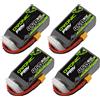 OVONIC Batteria Lipo OVONIC 4S 80C 450mAh 14,8V Batteria Lipo con connettore XT30 per quadricottero RC FPV Racing Drone (4 confezioni)