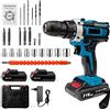 NONE Trapano a percussione a batteria agli ioni di litio 21V Cacciavite elettrico domestico 1350 giri/min con 2 batterie Trapano elettrico ad alto coppia 32N.m