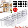 NONE Set di Contenitori Ermetici per Alimenti da 4L, 4/8/12 Pezzi, Scatole Trasparenti per Cereali, Caramelle e Alimenti Secchi