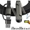 ILEPO Cavo di ricarica 2-in-1 con supporto - Cavo di ricarica rapida da 240W con supporto per telefono integrato, da USB Type-C a USB-C, con funzione PD e supporto per telefono