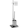 WENKO Piantana portarotolo e scopino WC Quadro - tubo squadrato, Acciaio, 23.5 x 72.5 x 18.5 cm, Cromo