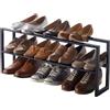 YAMAZAKI 3191 LINE Scarpiera estensibile a 2 livelli, nero, acciaio, design minimalista, 38 x 15 x 30 cm (LxPxA)