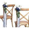 DreamBuilt Set di 10 fiori di papavero per cerimonia nuziale, decorazioni per sedie da chiesa, decorazioni per feste, con fiori artificiali, eucalipto e nastri, blu