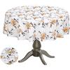 Ruvanti Tovaglia rotonda da 177,8 cm per 4-6 posti, 100% cotone di alta qualità, tovaglia lavabile, motivo floreale grigio, arancione, tavolo da buffet, feste, cene festive, matrimoni e molto altro