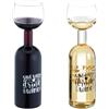 Relaxdays Bottiglia con Bicchiere da Vino, Calice Gigante in Vetro XL, Scritta Divertente, Regalo, 750 ml, Trasparente