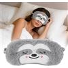 GXAHSOL Maschera per Dormire Bradipo in Peluche Grigio, Copri Occhi Oscurante Traspirante da Viaggio, Simpatico Cartone Animato per Uomini Donne Bambini Studenti