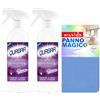 Generico Passion Profumatore Multiuso Spray 2 x 500 ml con Panno Magico Movida 30x30, Detergente Profumato per Casa, Cucina e Bagno, Pulizia Senza Aloni