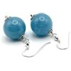 Sofia's Bijoux Orecchini con Sfere in Giada Blu Naturale, Pendenti in Argento 925, Gioielli Classici, Bijoux Pietre Naturali, Regalo per Lei