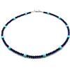 Handmade Collana Lapislazzuli Blu e Turchesi, Argento 925, Girocollo con Pietre Piccole, Gioielli Minimalisti, Bijoux Semplici, Pietra di Settembre
