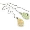 Generic Orecchini Citrino Giallo e Prehnite Verde, Pendenti Lunghi a Goccia, Argento 925, Gioielli Moderni, Bijoux Minimalisti, Pietre Dure Naturali